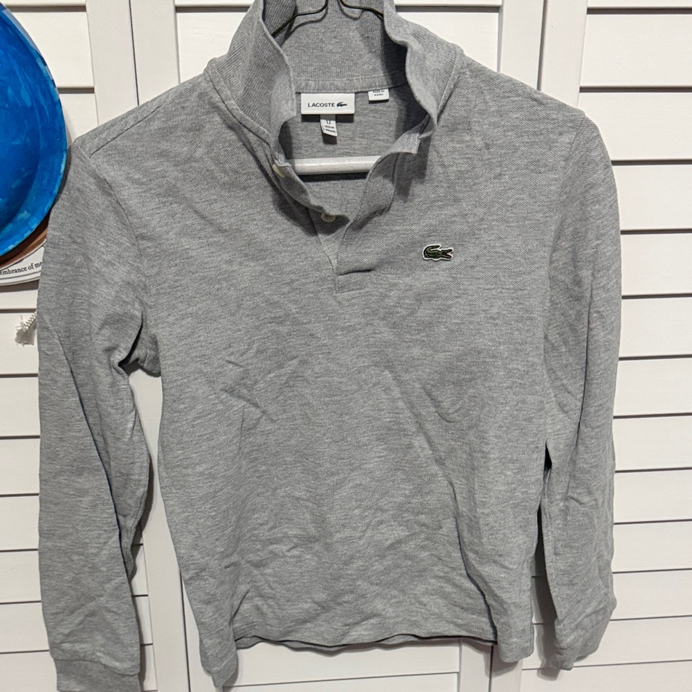 Lacoste Heather Gray Long Sleeve Polo